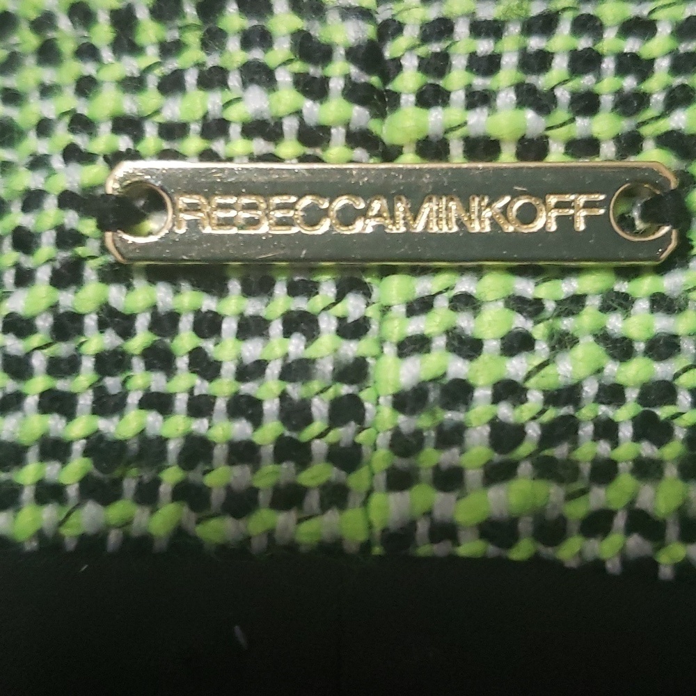Rebecca Minkoff  Payton Travel Tweed Collarless Jacket, Neon Green/Black, Size 2 - Picture 5 of 16